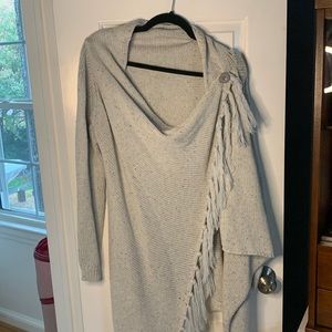 Fringe poncho style sweater
